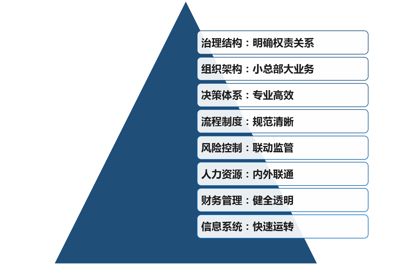 为了对经营发展形成高效支撑和全面保障，实现管理上管好战略、管好程序和管好风险的目标，国有资本投资、运营公司应从以下几个方面提升管理能力